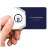 crtão de visita digital nfc eletrônico, advogado, azul, funciona aproximação e qr code