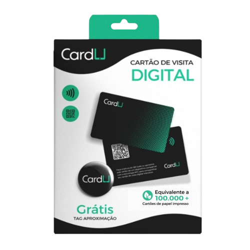 box cartão digital + Tag NFC, cartão e visita eletrônico