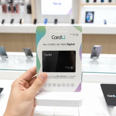 Cartão de Visita Digital CardU – NFC + QR Code (Embalagem Encartelada)