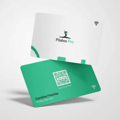 Cartão de Visita Digital NFC com QR Code para instrutor de pilates