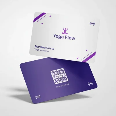 Cartão de Visita Digital NFC com QR Code para instrutor de yoga