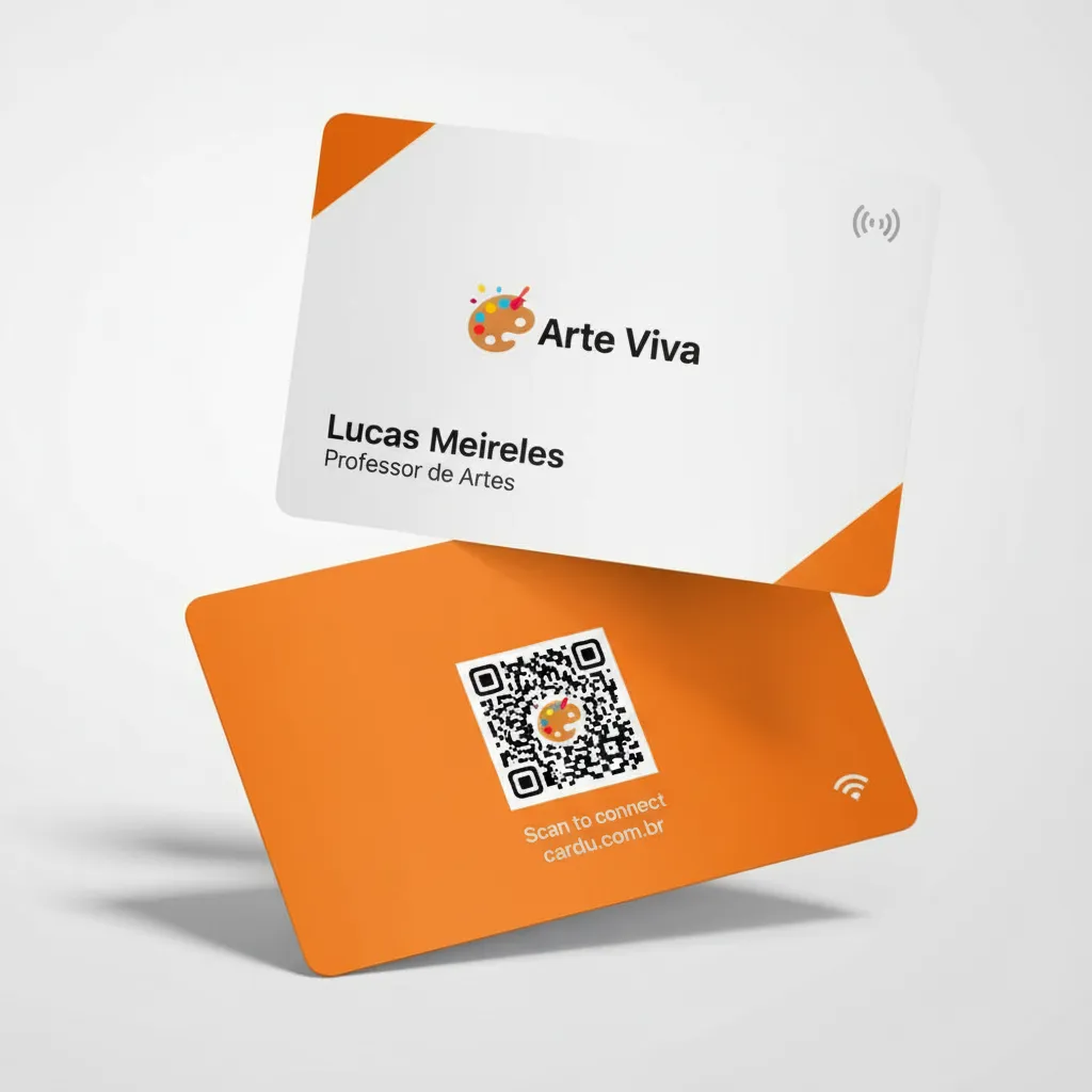 Cartão de Visita Digital NFC com QR Code para professor de artes
