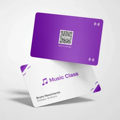 Cartão de Visita Digital NFC com QR Code para professor de musica