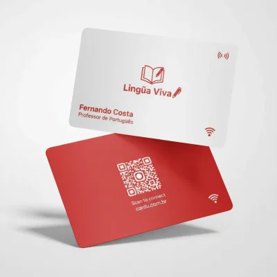 Cartão de Visita Digital NFC com QR Code para professor de portugues
