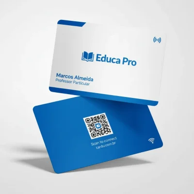 Cartão de Visita Digital NFC com QR Code para professor particular