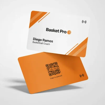 Cartão de Visita Digital NFC com QR Code para treinador de basquete