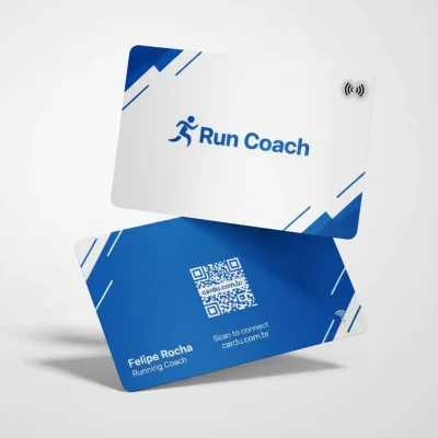 Cartão de Visita Digital NFC com QR Code para treinador de corrida
