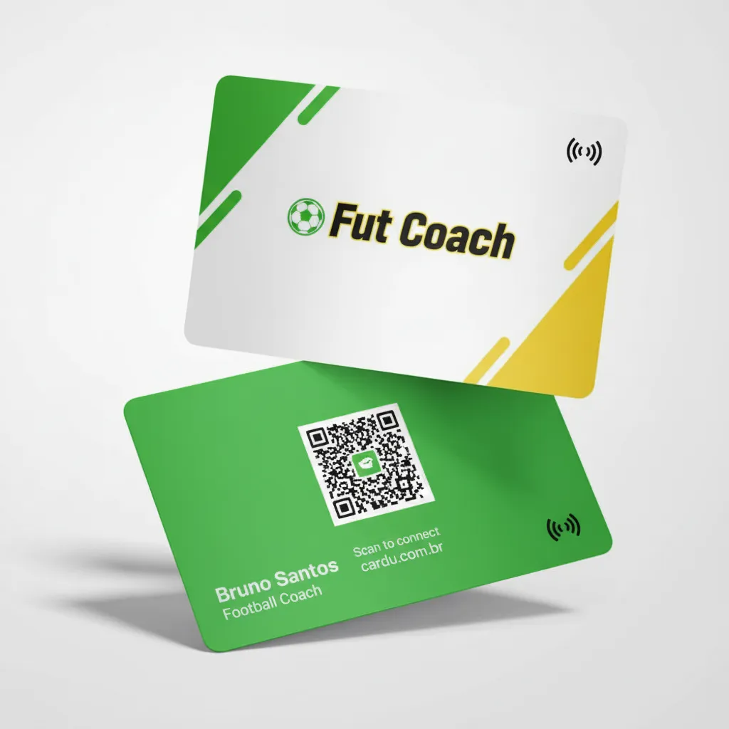 Cartão de Visita Digital NFC com QR Code para treinador de futebol