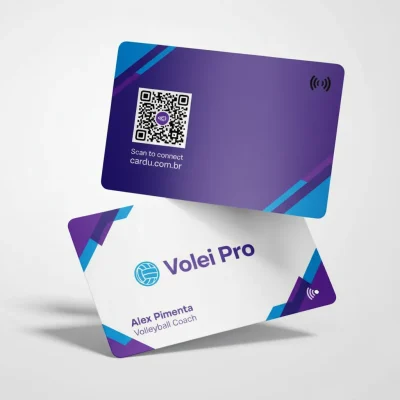 Cartão de Visita Digital NFC com QR Code para treinador de vôlei