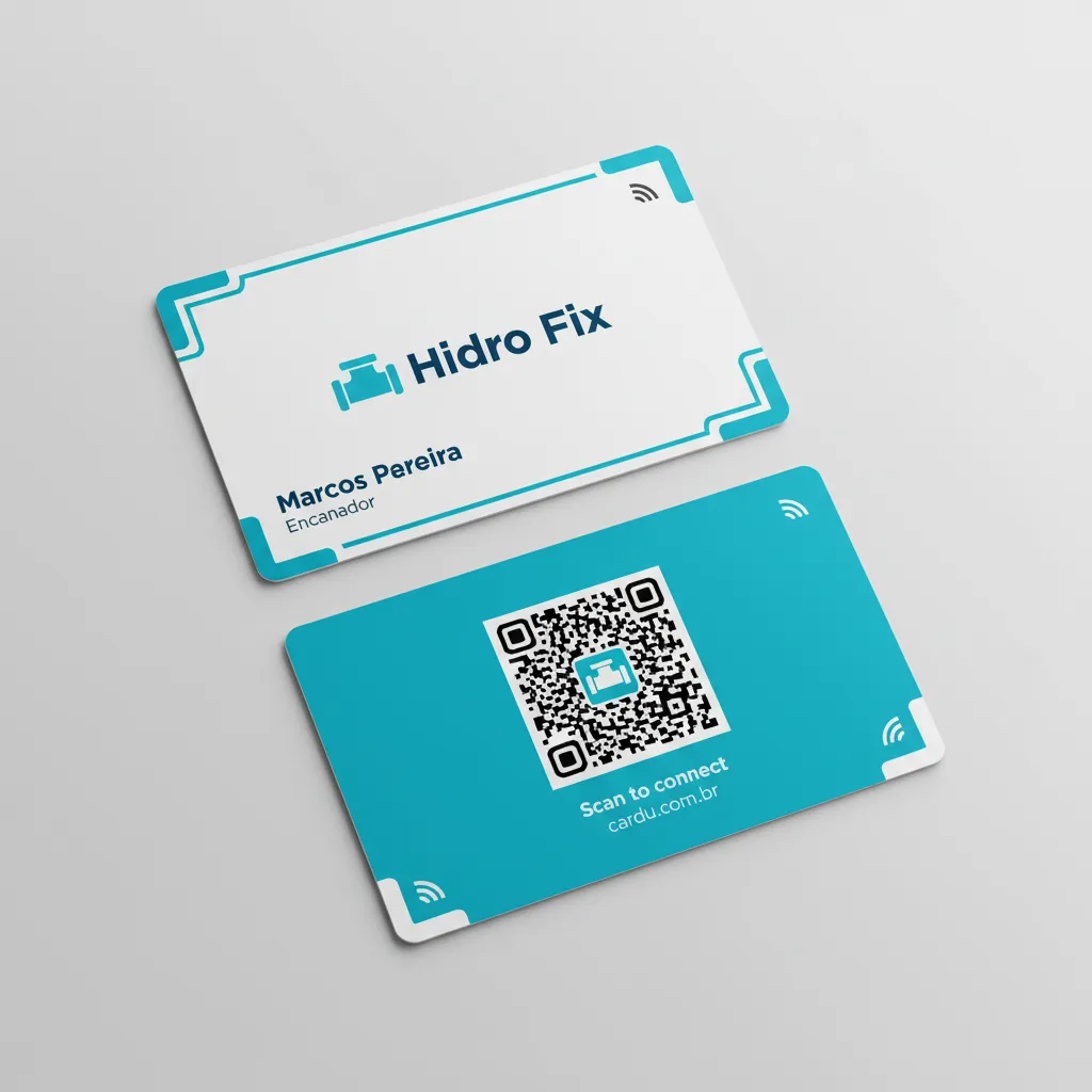 Cartão de Visita Digital NFC e QR Code para encanador