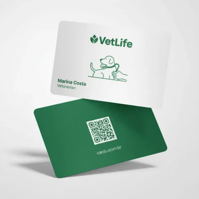 Cartão de Visita Digital com NFC e QR Code para clínica veterinária