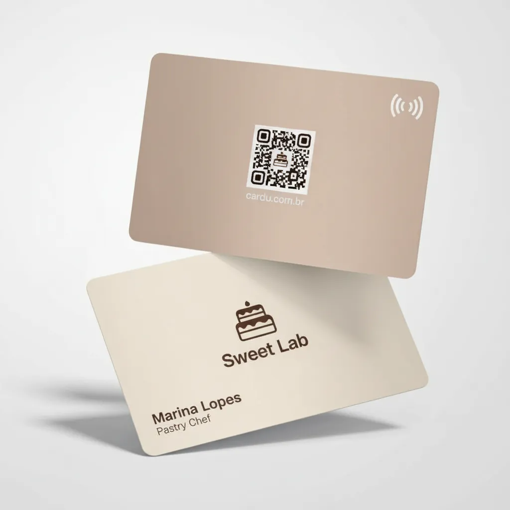 Cartão de Visita Digital com NFC e QR Code para confeiteira profissional