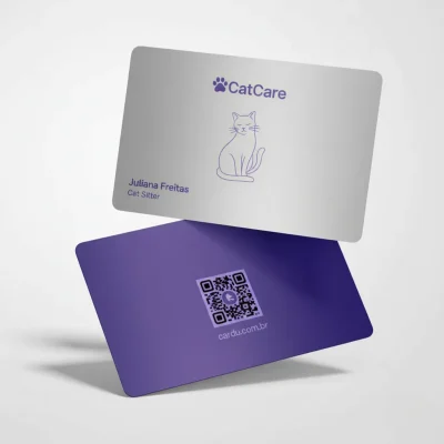 Cartão de Visita Digital com NFC e QR Code para cuidador de gatos