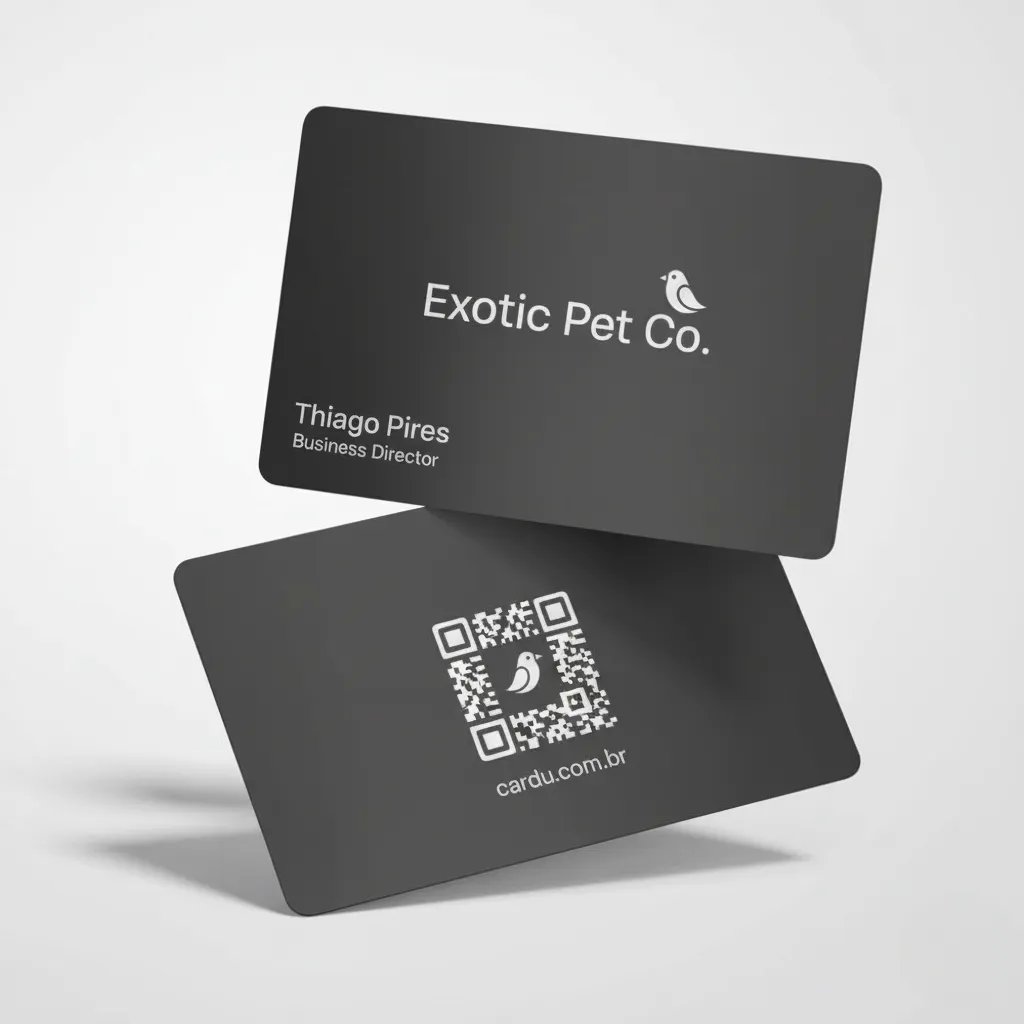 Cartão de Visita Digital com NFC e QR Code para empresa especializada em pets exóticos